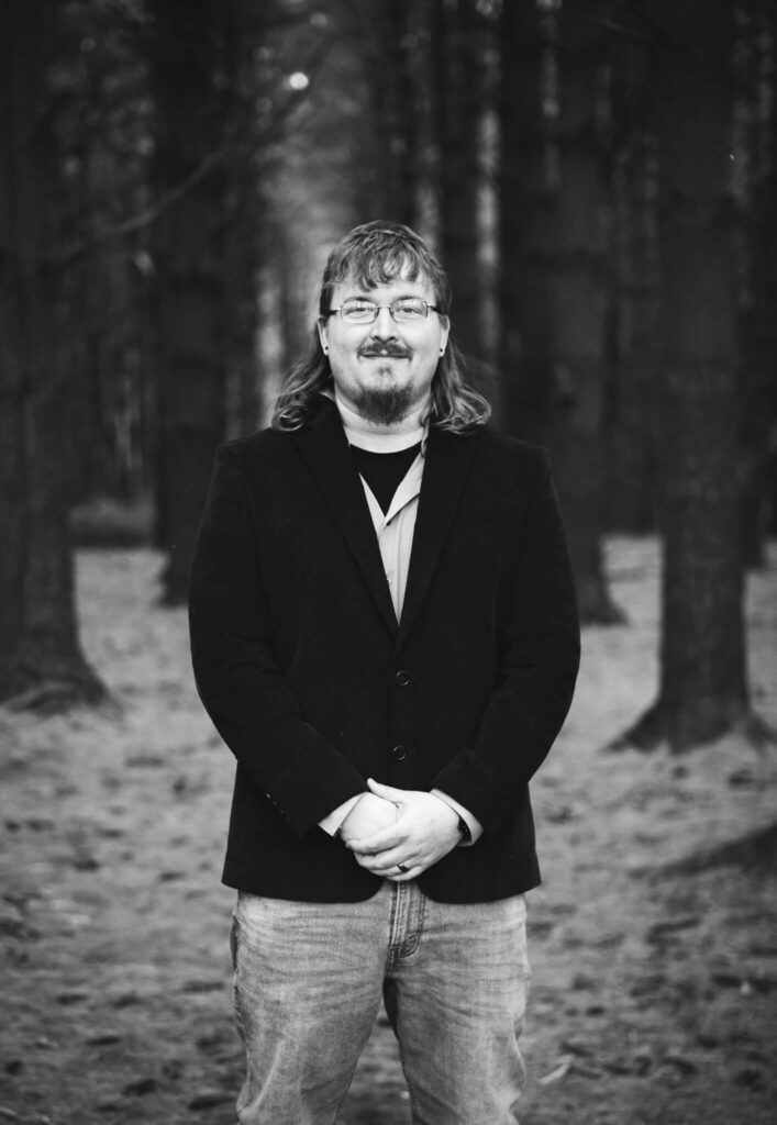 groom in pine forest for wedding